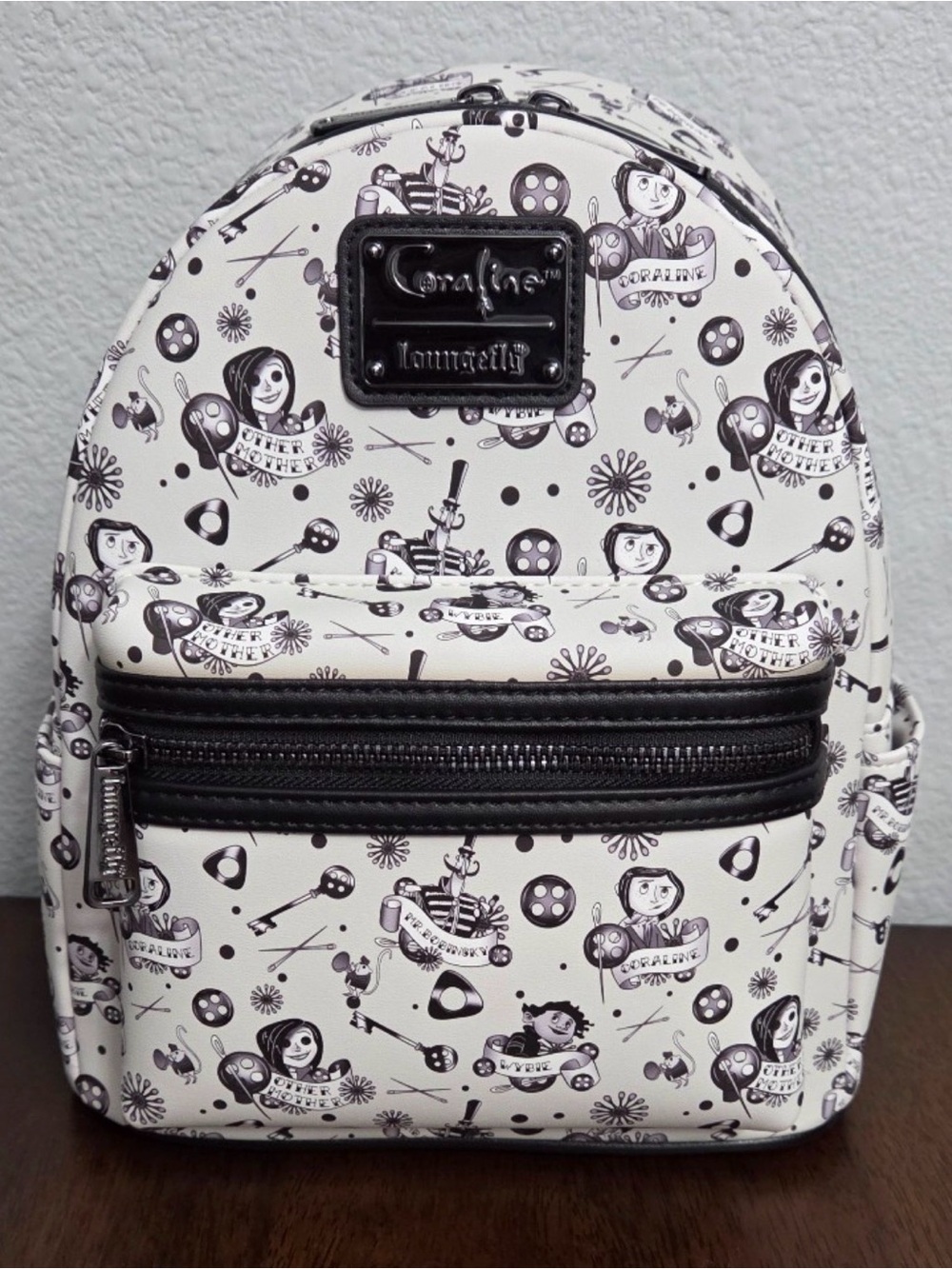 Loungefly Coraline Black and White AOP Mini Backpack Loungefly NWT